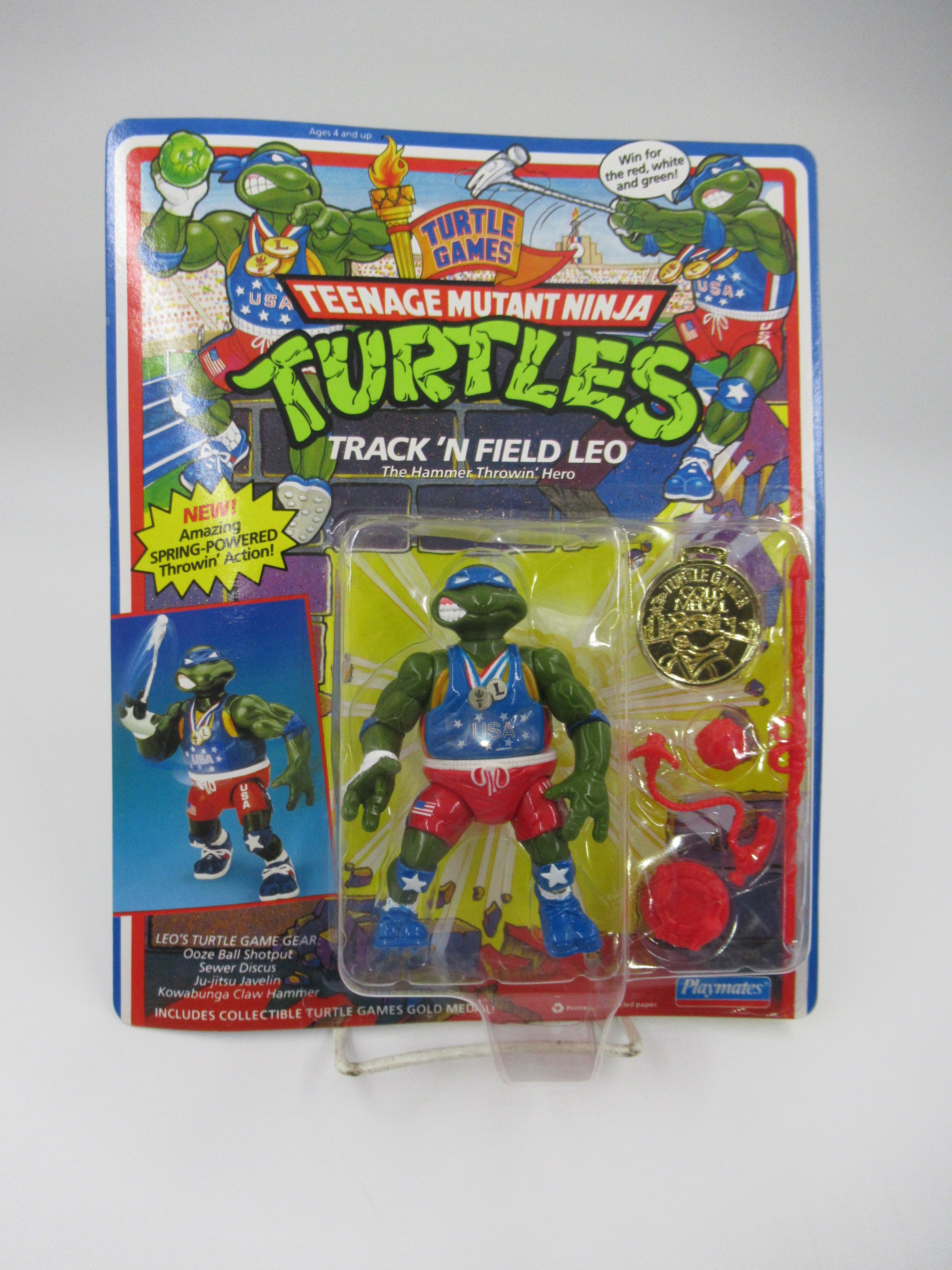 Teenage Mutant Ninja Turtles Turtle Games Track 'n Field Leo 4.5" Figure TMNTs - Playmates (1992)